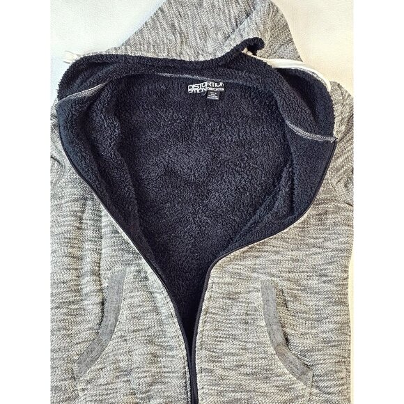 Distortion Mens Small Grey Hooded Jacket Sherpa-Lined Full Zip Two Pockets - Picture 6 of 7